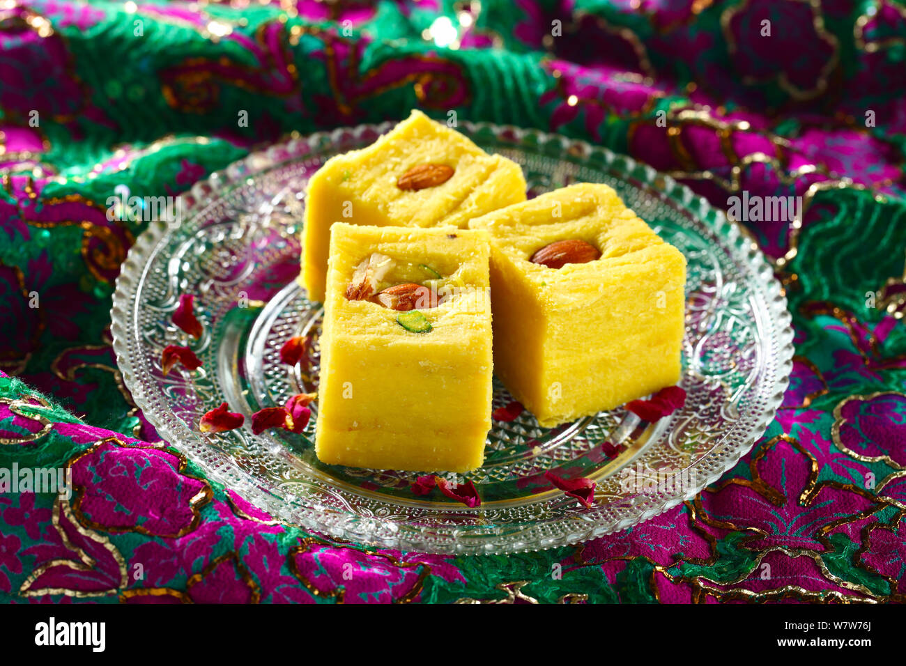 Soan papdi served in a plate Stock Photo