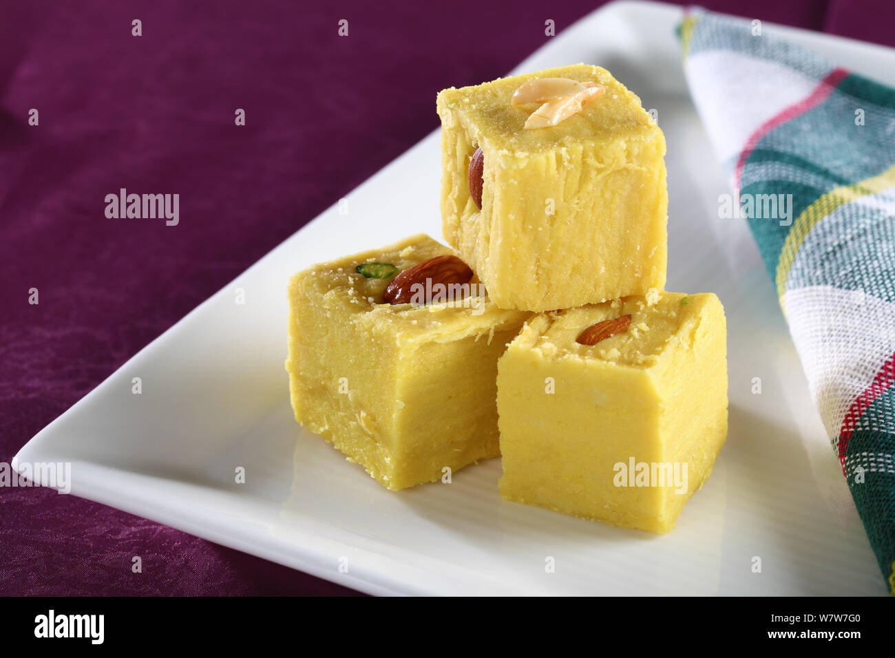 Soan papdi served in a plate Stock Photo