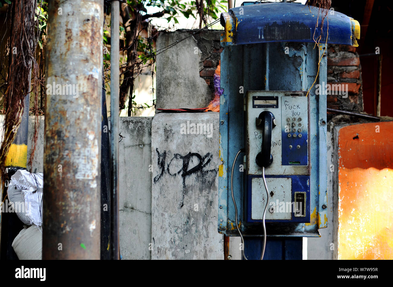 Street pay phone Stock Photo