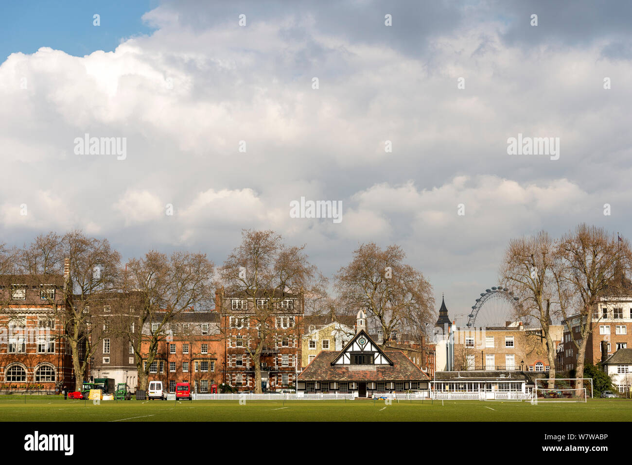 The Cricket Ground and Pavilion in Vincent Square, Westminster, Central London Stock Photo