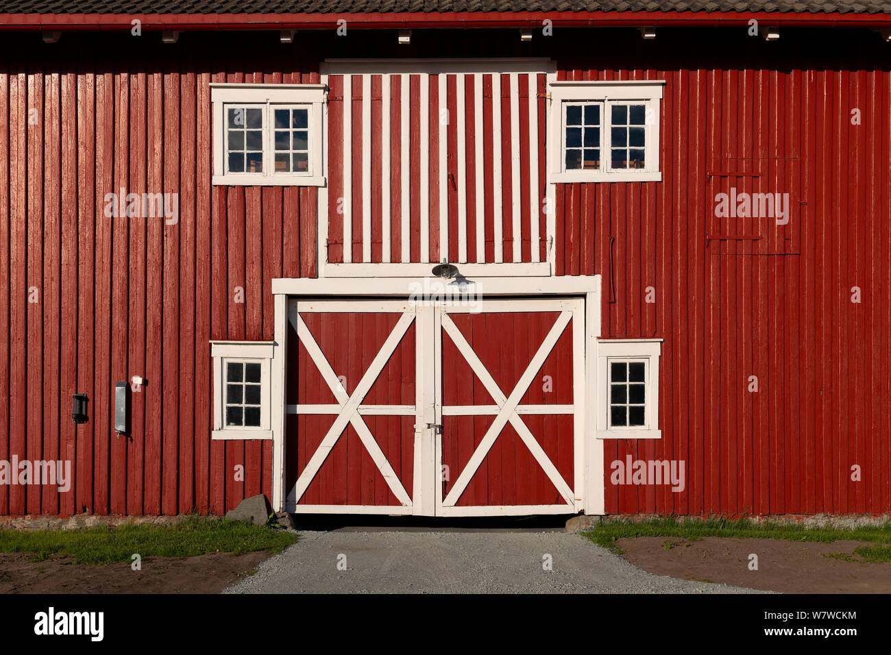 Red farm building, Trondheim, Norway Stock Photo - Alamy