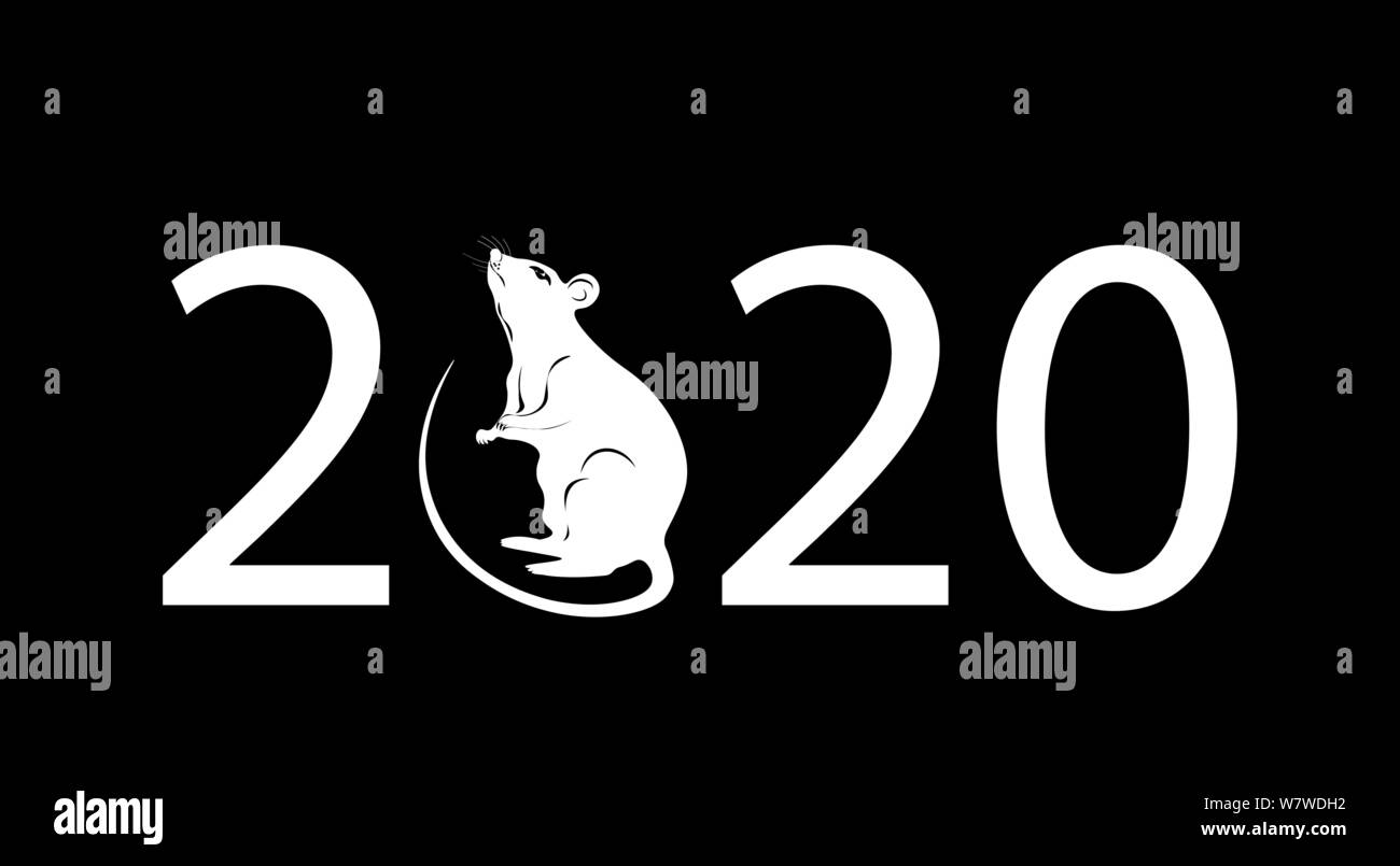 The inscription 2020. The white metal rat is a symbol of the Chinese