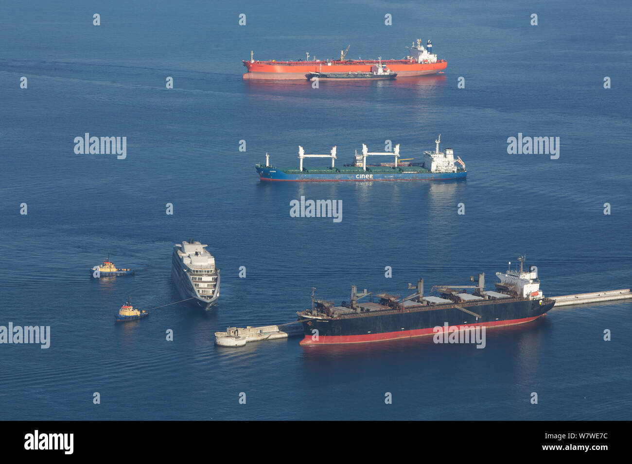 Various boats coming in to harbour at Gibraltar, June 2013 Stock Photo