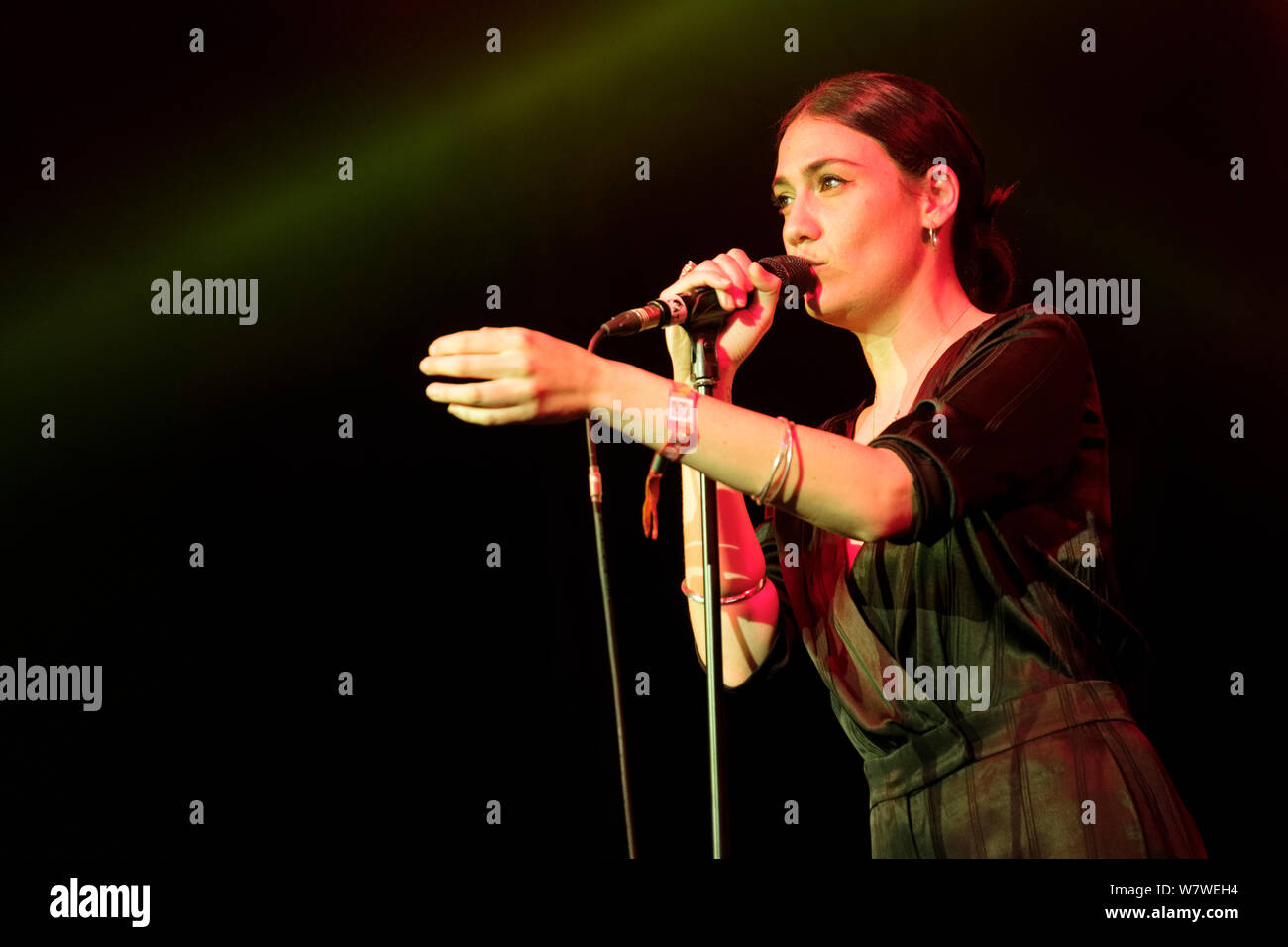 Nadine Shah performing at the WOMAD festival, Charlton Park, UK. July 27, 2019 Stock Photo