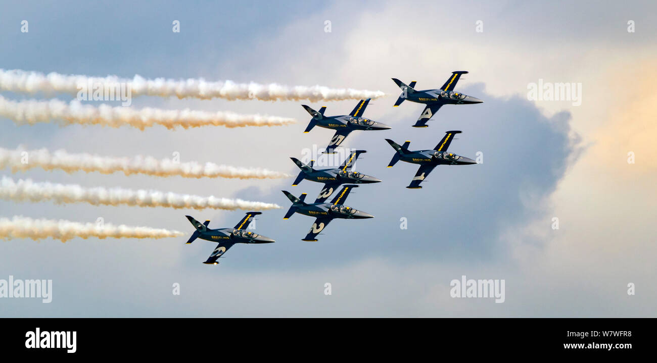 Breitling Jet Display Team at the Royal International Air Tattoo 2019 Stock Photo