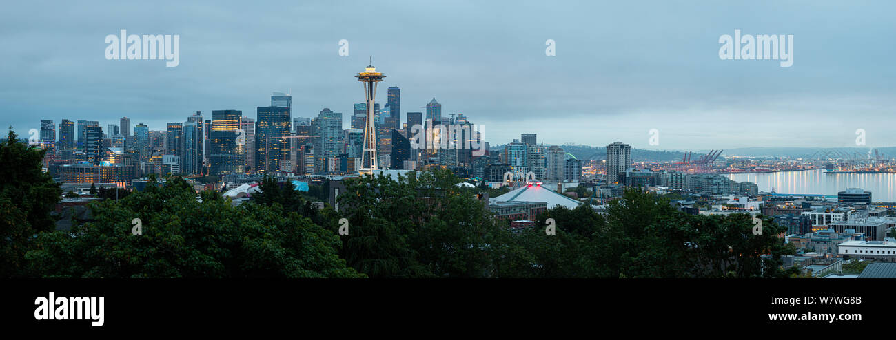 This is the picture of Seattle Skyline Clouds Washington. Stock Photo