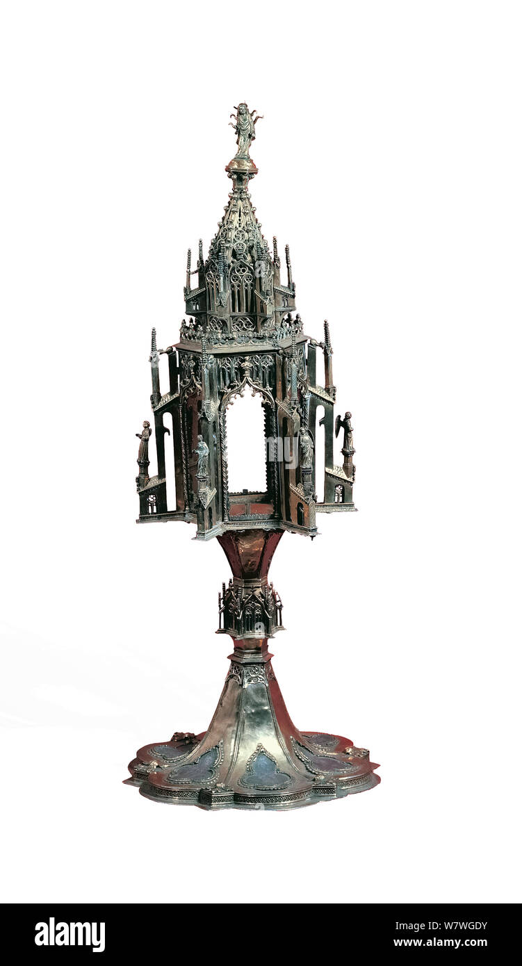 Italy Liguria Savona Cathedral Museum - silversmith of Savona 'Monstrance as a small temple', mid 15th century Stock Photo
