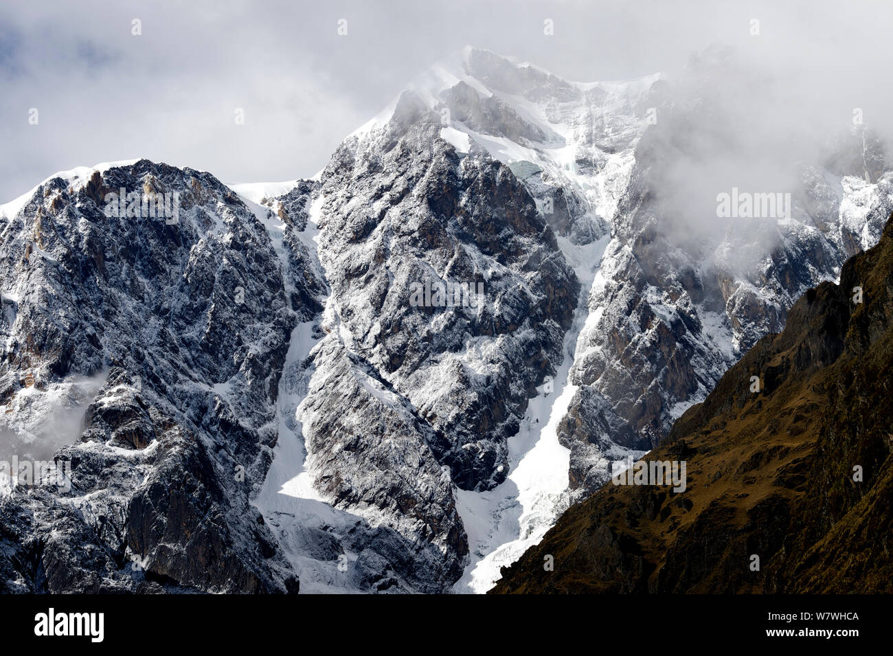 Snowy peaks of the Illimani Mountain, Andes, Bolivia, October 2013. Stock Photo