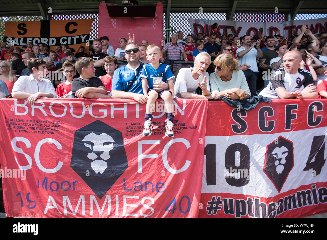 Salford City fans, The Peninsula Stadium. Moor Lane, Salford Stock