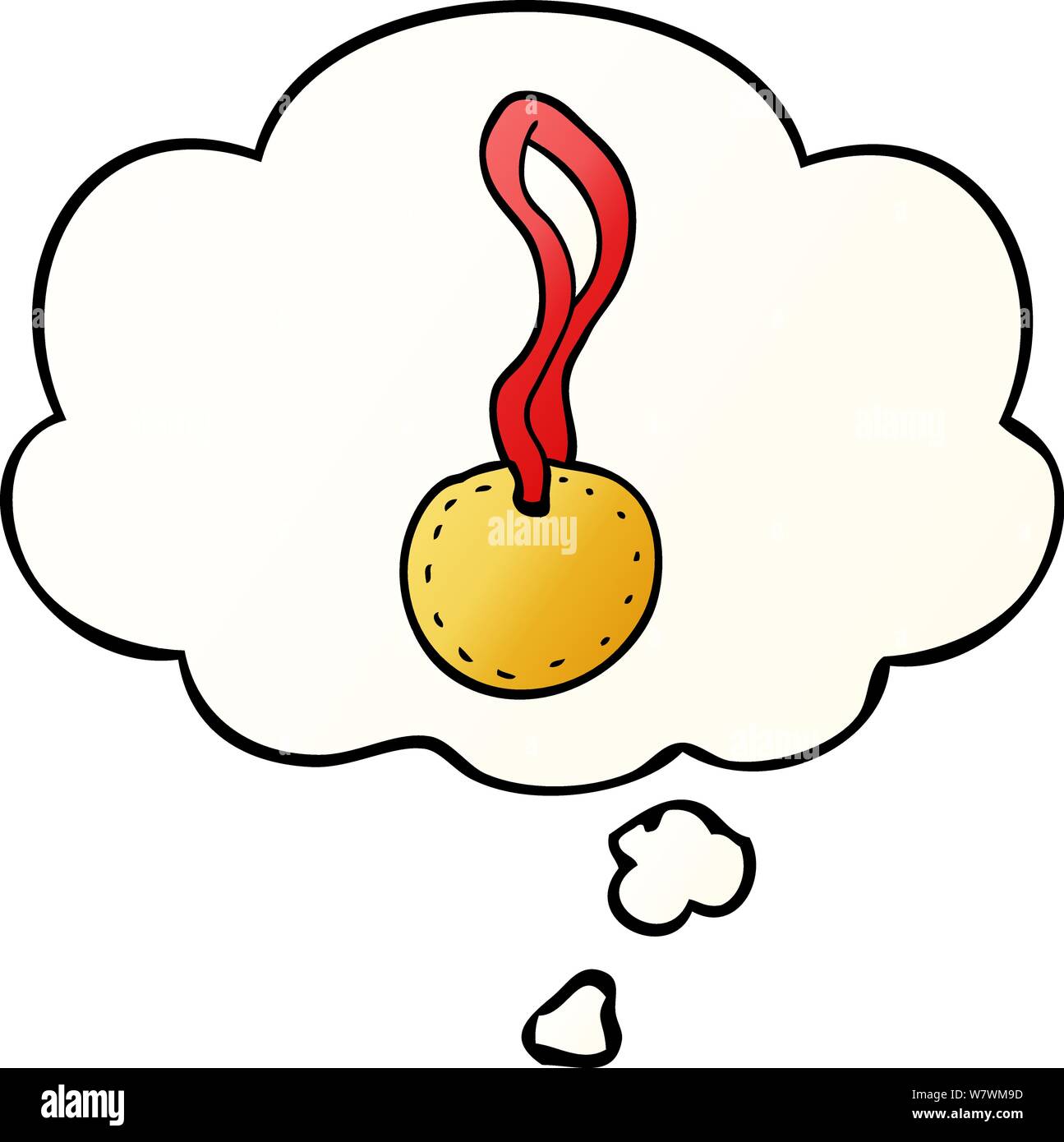 cartoon sports medal with thought bubble in smooth gradient style Stock Vector
