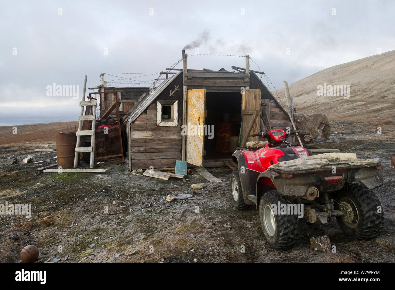 Construction of small house on Wrangel Island, Far Eastern Russia, September 2011. Stock Photo