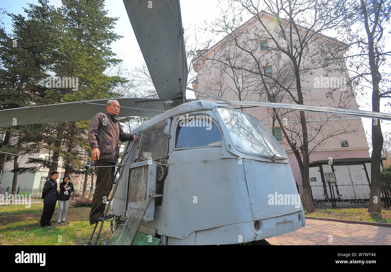 Chinese octogenarian Gu Anguo shows his home-made helicopter after retiring  from a life-long career in mechanical engineering in Anshan city, northeas  Stock Photo - Alamy
