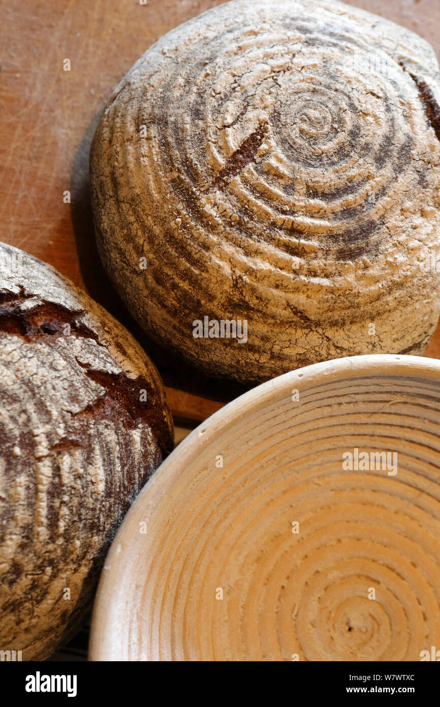 Traditional sourdough bread made from emmer and einkorn wheat flour