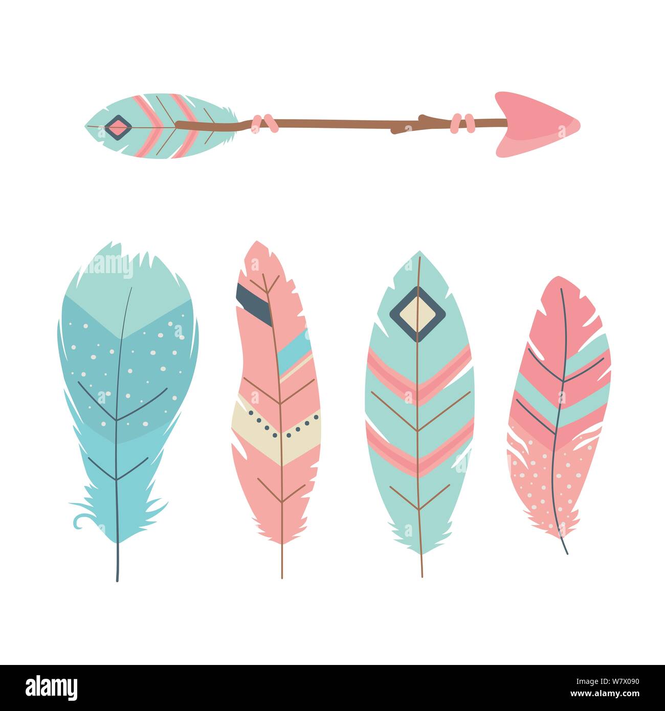 arrows with feathers decoration boho style vector illustration design ...