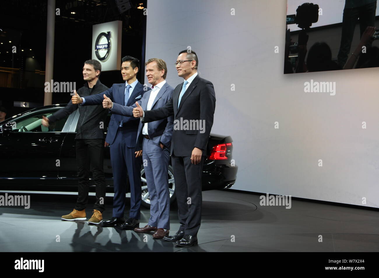 Taiwanese actor Eddie Peng, second left, Hakan Samuelsson, second right ...