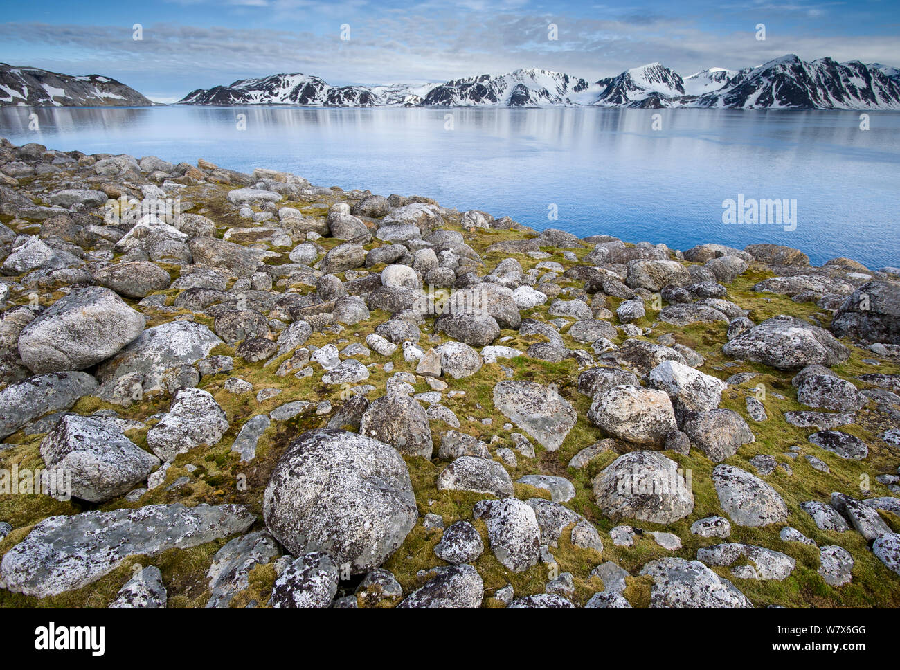 Landscape at Fugelsongen, Svalbard, Norway.  July 2011. Stock Photo