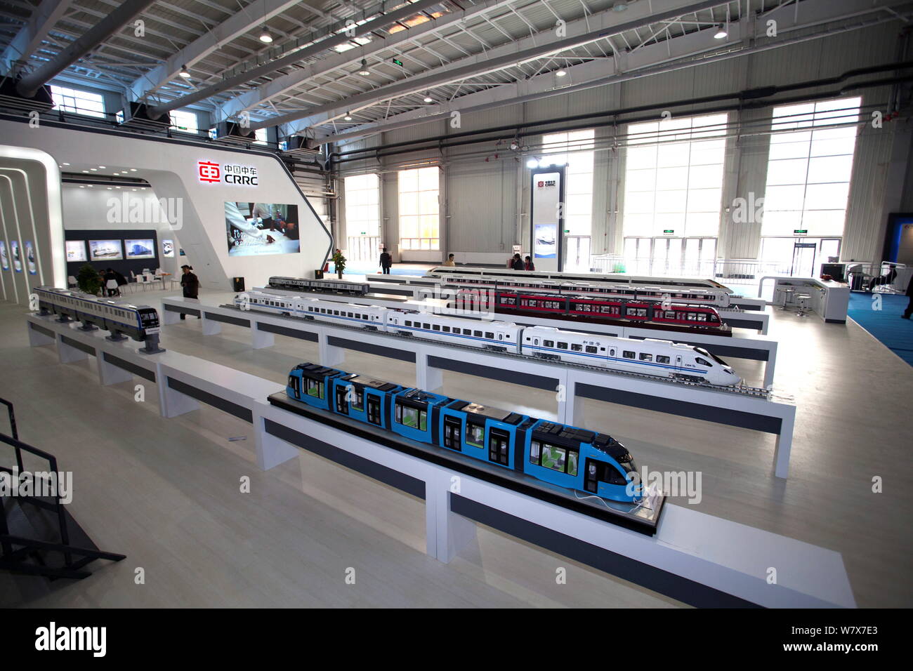 FILE--View of a model train on display at the stand of CRRC (China