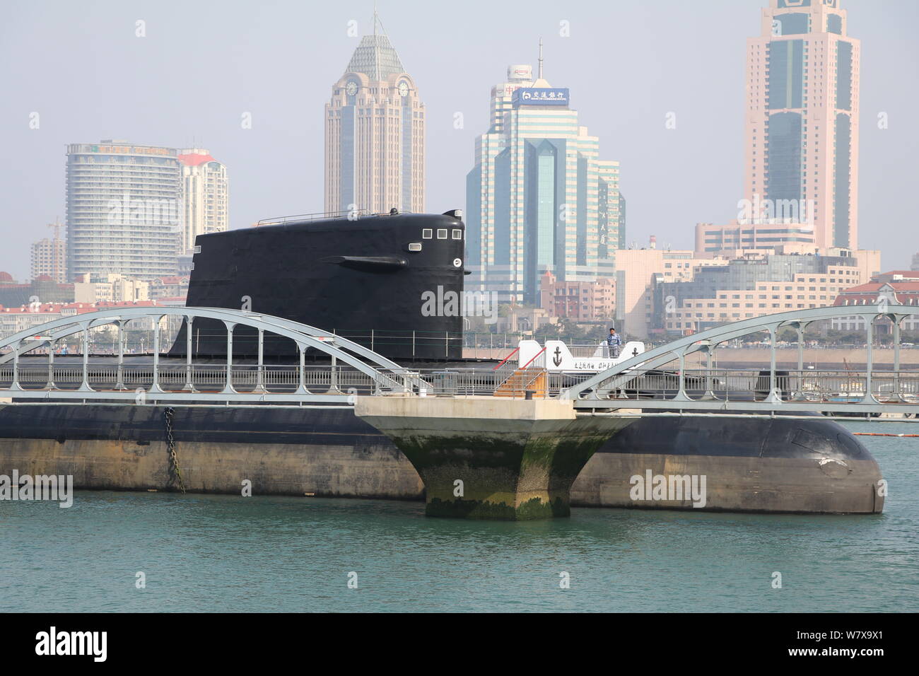 A decommissioned Type-091 nuclear submarine is on display at the Chinese Navy Museum in Qingdao city, east China's Shandong province, 24 April 2017. Stock Photo