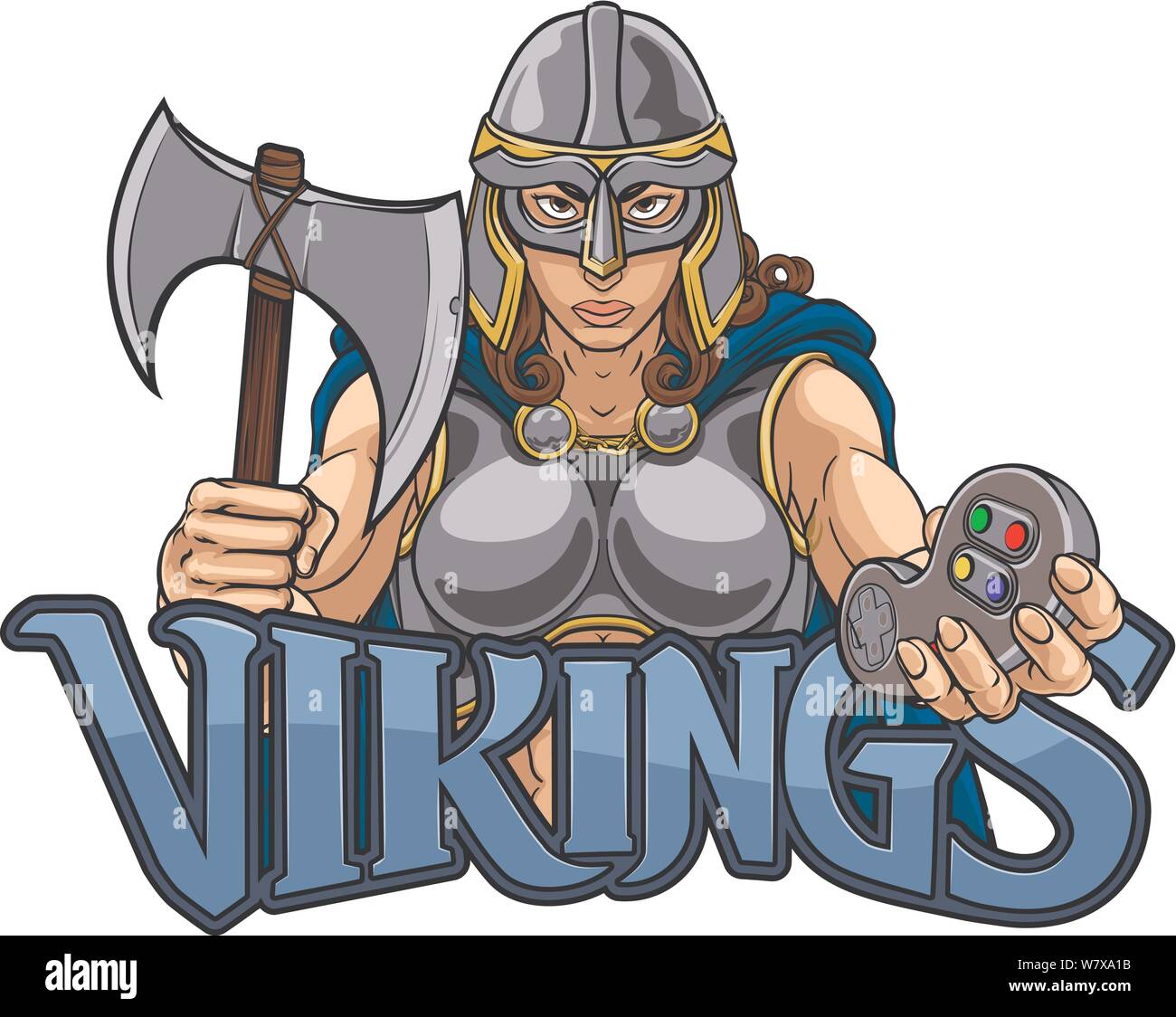 Viking Trojan Celtic Knight Gamer Warrior Woman Stock Vector