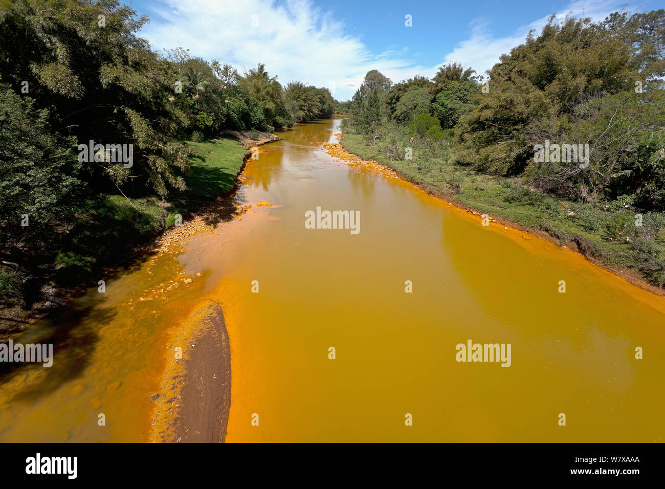 A polluted river, Santa Catarina, Brazil, September 2010. Stock Photo