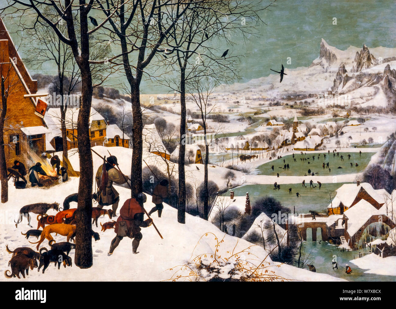 Pieter Bruegel the Elder, The Hunters in the Snow (Winter), Renaissance painting, 1565 Stock Photo