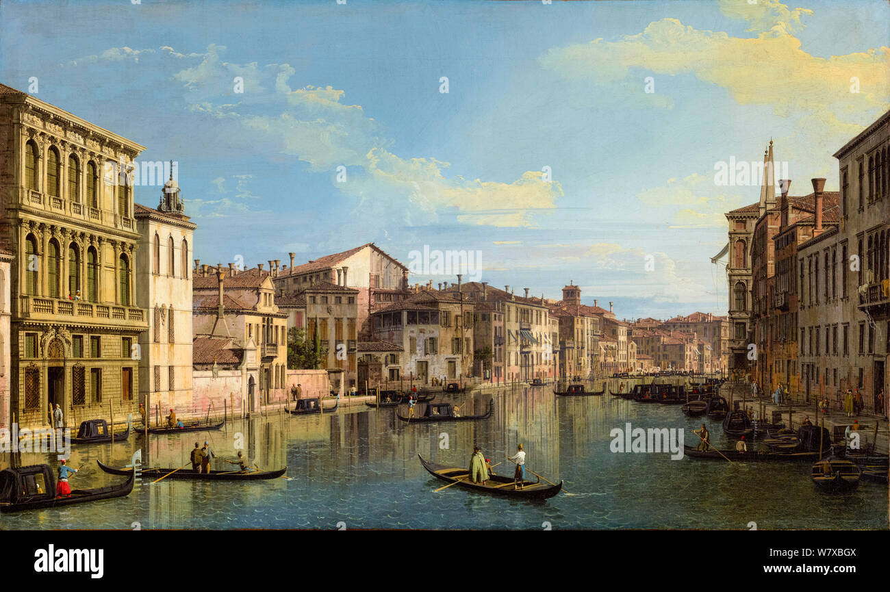 Canaletto, The Grand Canal in Venice from Palazzo Flangini to Campo San Marcuola, painting, 1738 Stock Photo