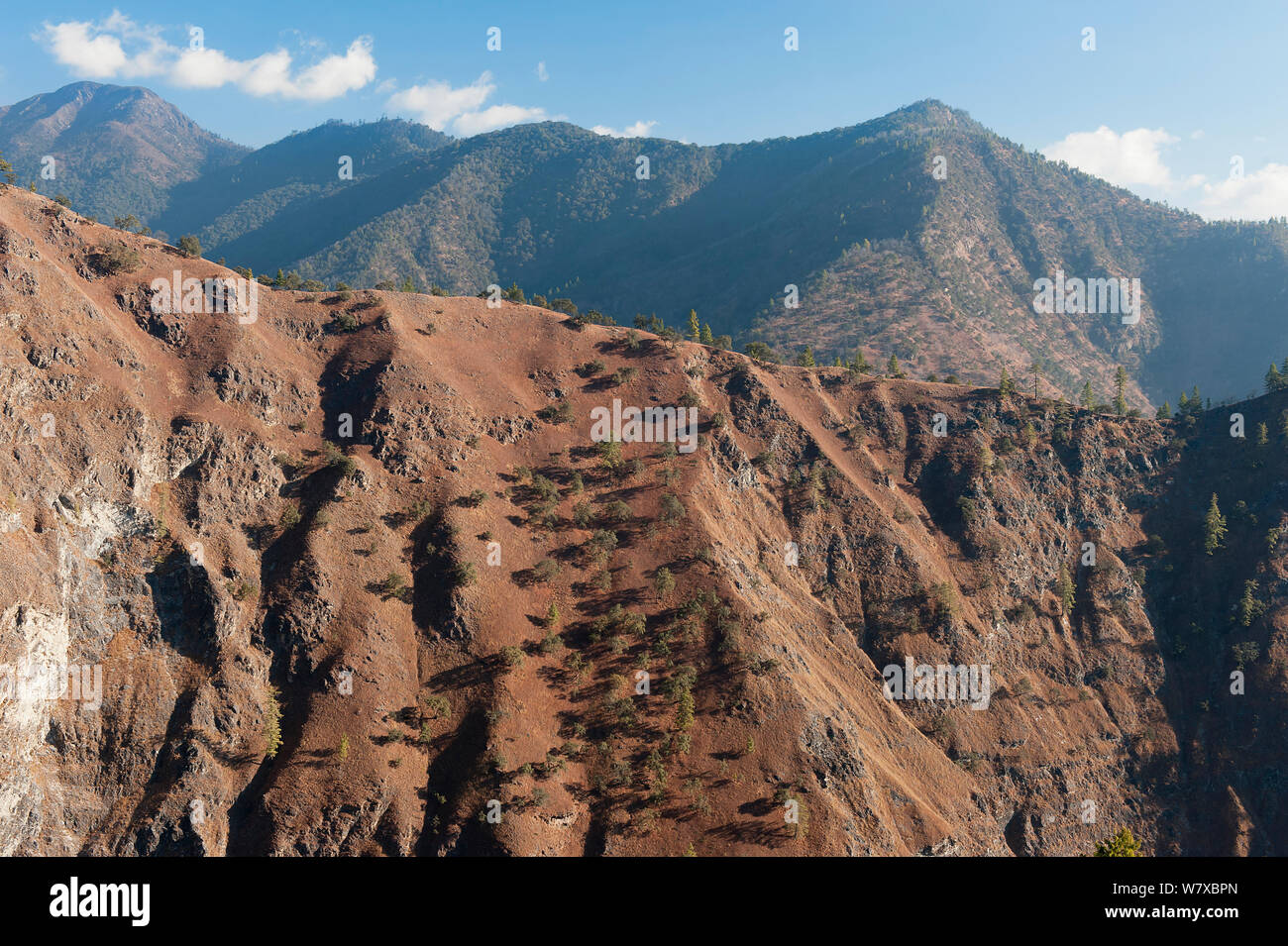 Landscape between Rupa-Shergaon-Morsing- Mandala-Dirang, Arunachal Pradesh, India, January 2014. Stock Photo
