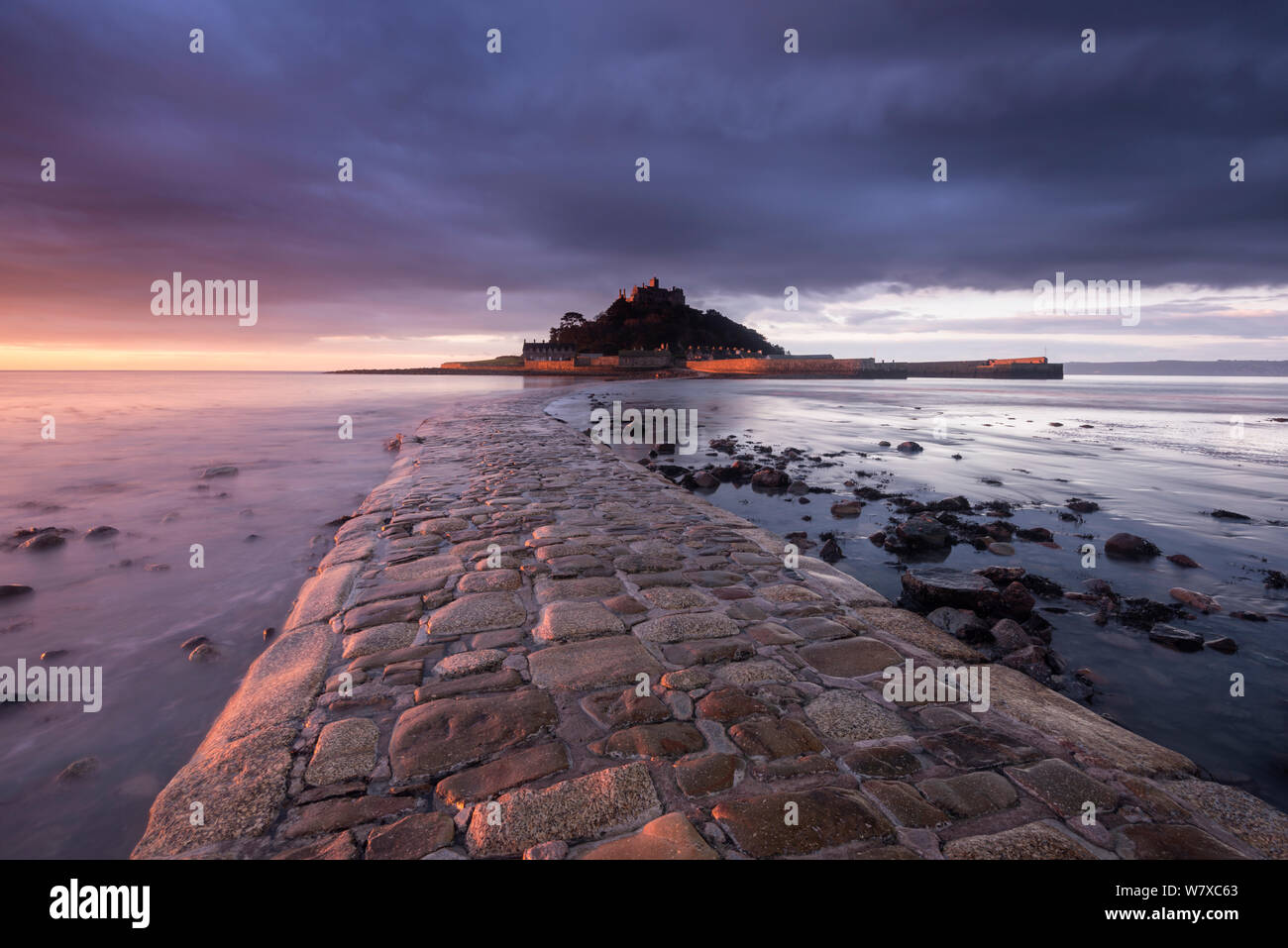 St Michael&#39;s Mount in early morning light, Marazion, West Cornwall, UK. January 2014. Stock Photo
