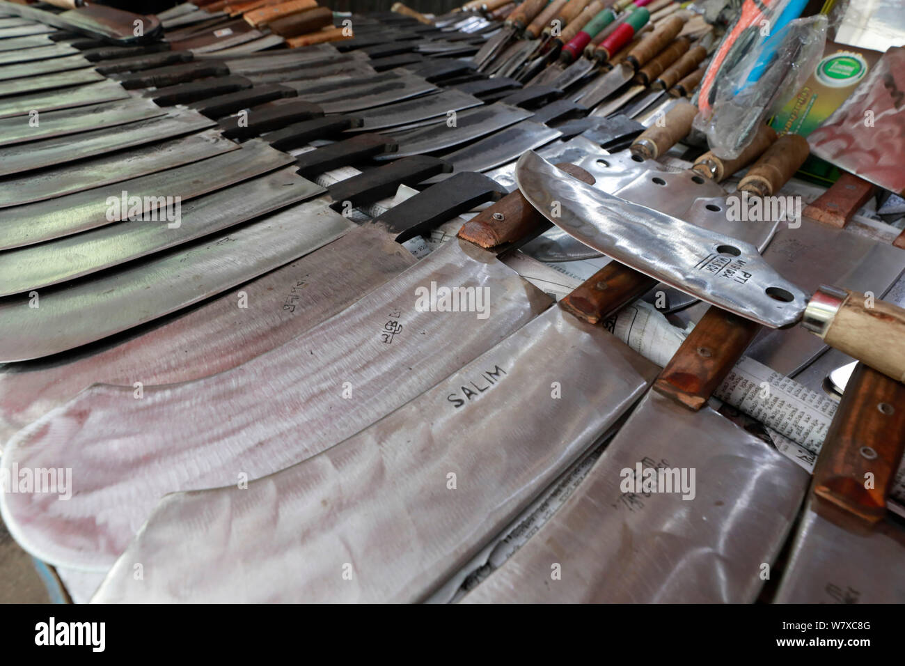 Dhaka, Bangladesh July 07, 2019 Blacksmiths shop at karwan bazar in