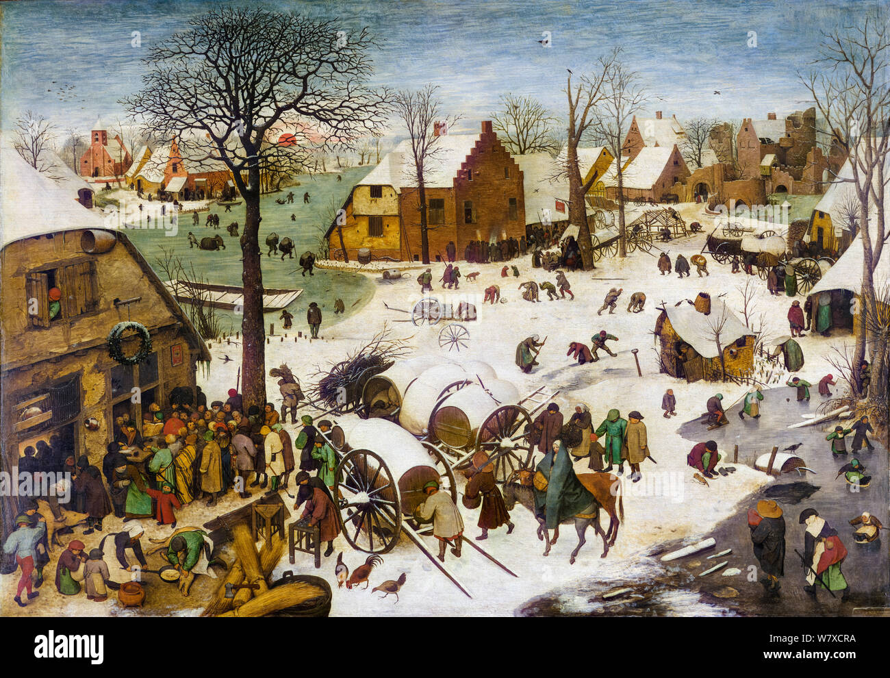 Pieter Bruegel the Elder, The Census at Bethlehem, painting, 1566 Stock Photo