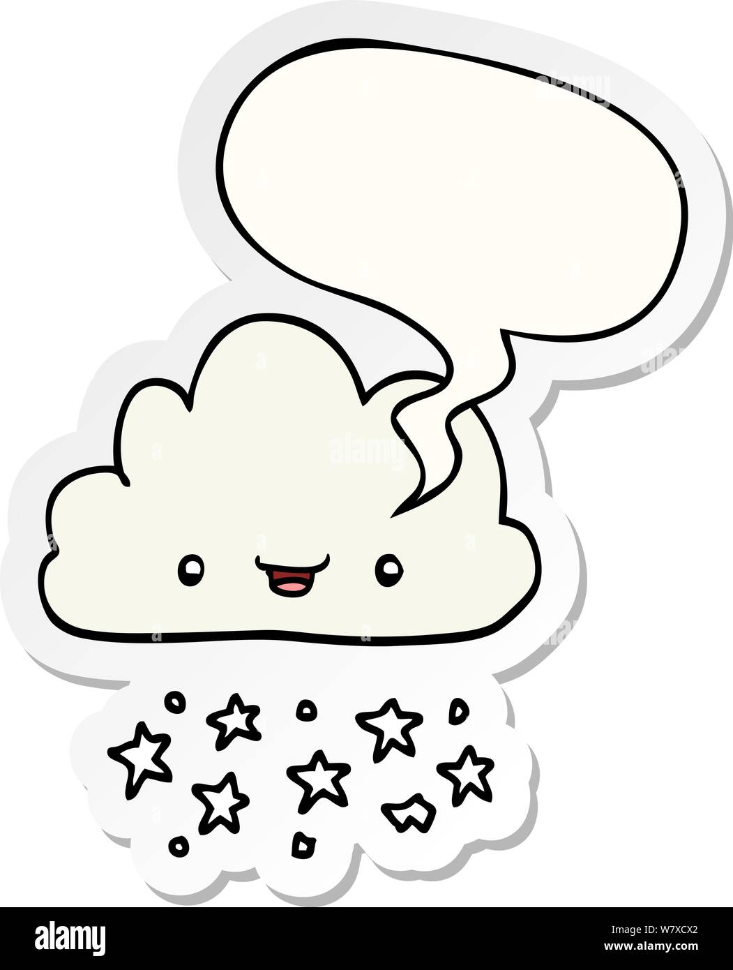 cartoon storm cloud with speech bubble sticker Stock Vector Image & Art ...