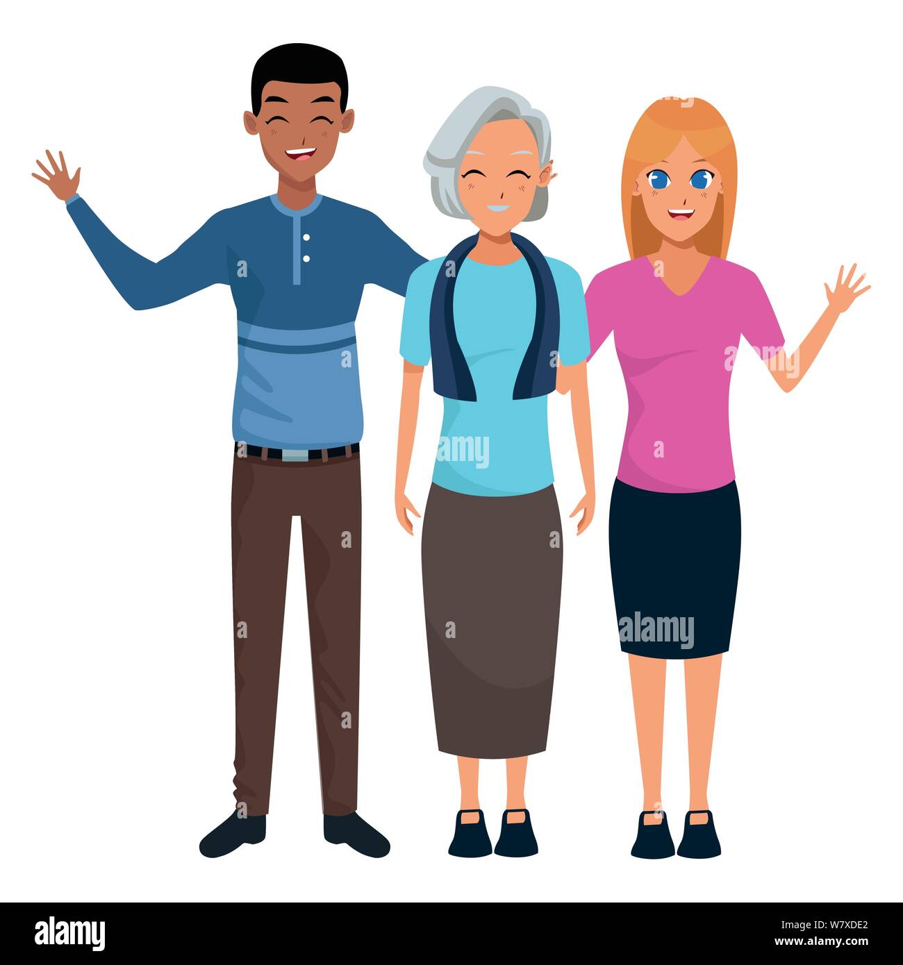 Family Mother With Adultt Son And Daughter Smiling Stock Vector Image