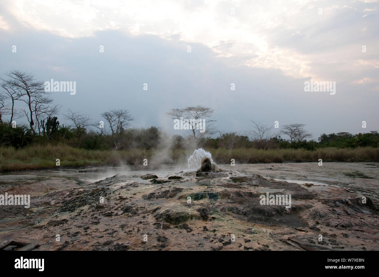 Thermal hot springs at Semiliki valley, western Uganda. February 2012. Stock Photo