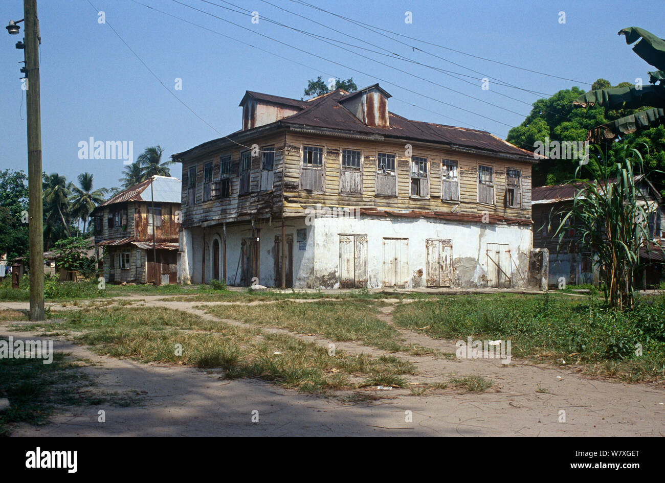 Colonial houses on Sherbro Island, Sierra Leone, 2004-2005. Stock Photo