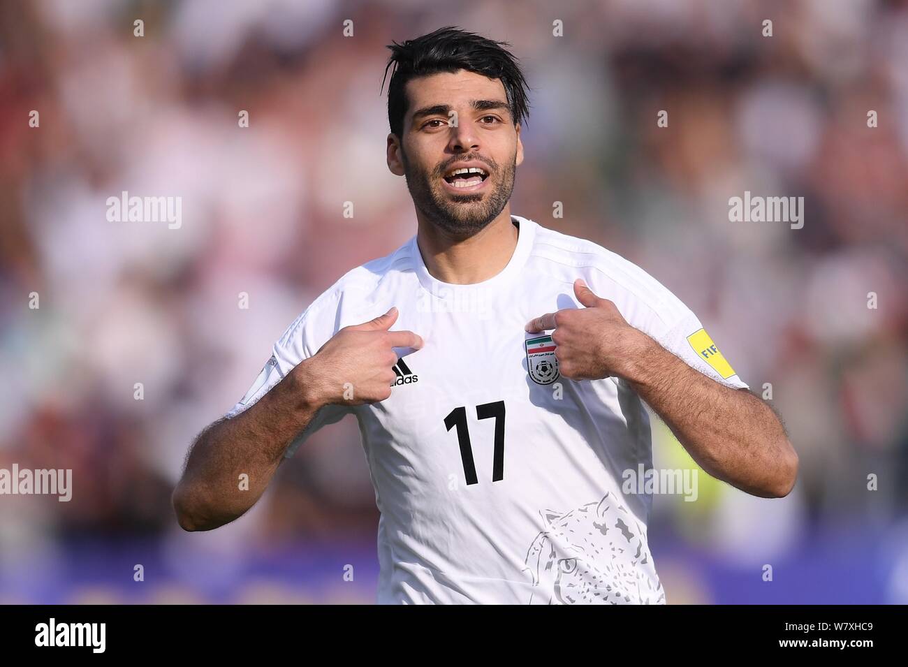 Mehdi Taremi of Iran celebrates after scoring a goal against Chinese national football team in their Group A Round 7 match during the FIFA World Cup 2 Stock Photo