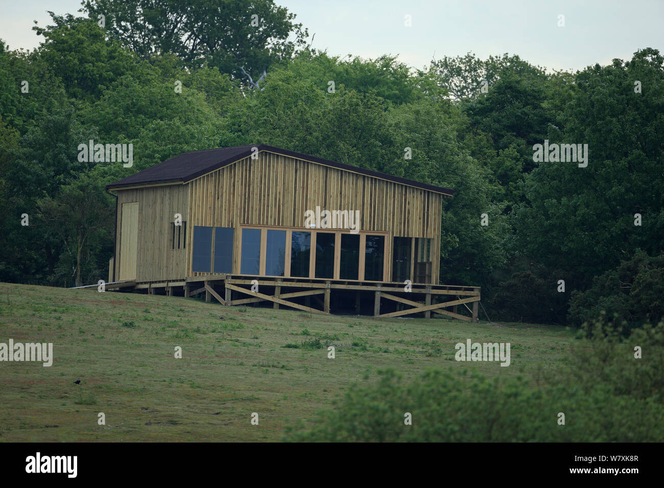 On location for &#39;Springwatch&#39;, studio building at RSPB Minsmere, Suffolk, UK, May 2014. Stock Photo