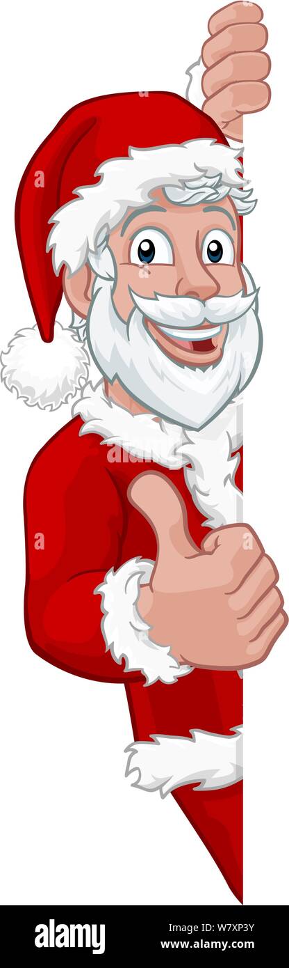 Young Santa Christmas Cartoon Sign Thumbs Up Stock Vector