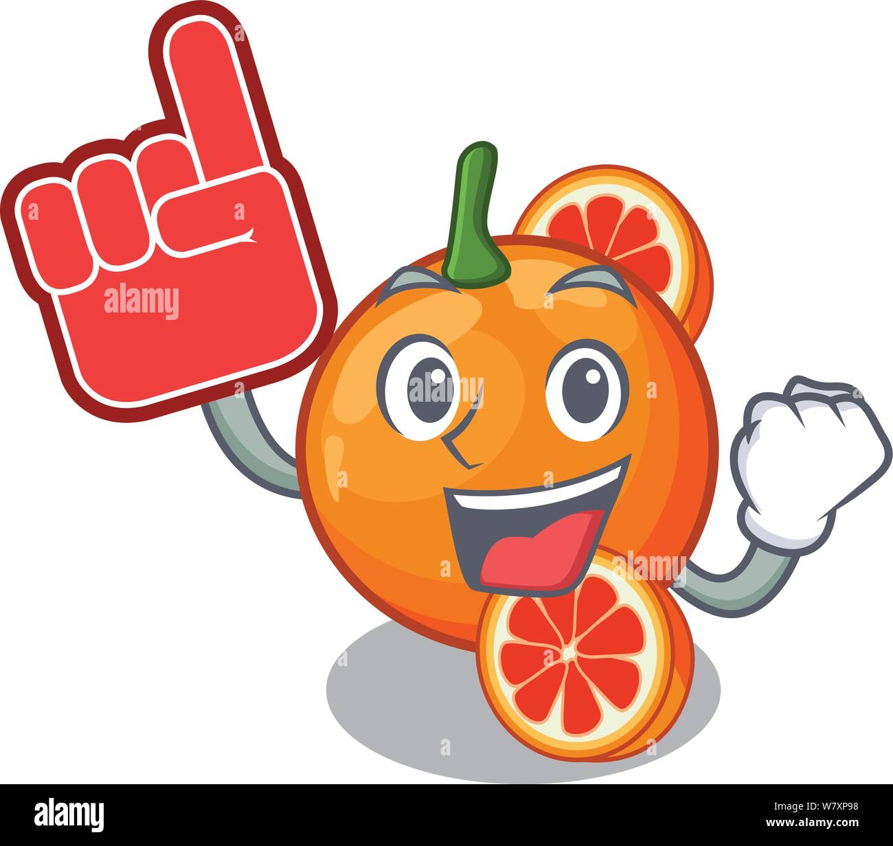 Foam finger orange blood isolated in the character Stock Vector Image
