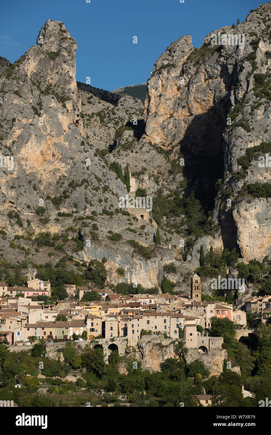 Moustiers-Sainte-Marie village, Alpes-de-Haute-Provence, France, October. Stock Photo
