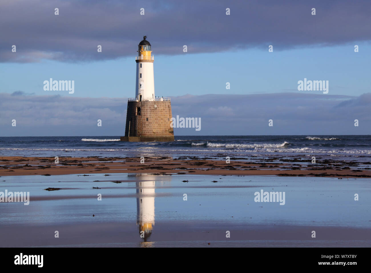 Rattray Head Lighthouse, north-east Scotland, January 2014. All non-editorial uses must be cleared individually. Stock Photo