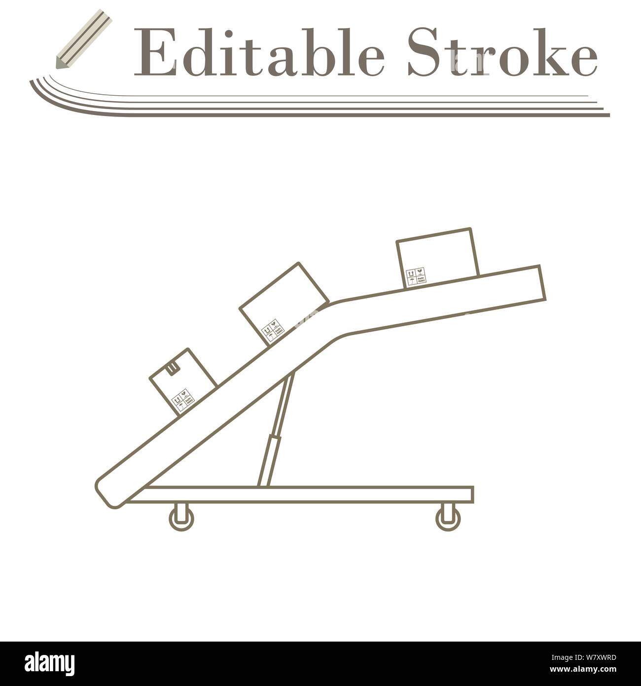 Warehouse Transportation System Icon. Editable Stroke Simple Design. Vector Illustration. Stock Vector