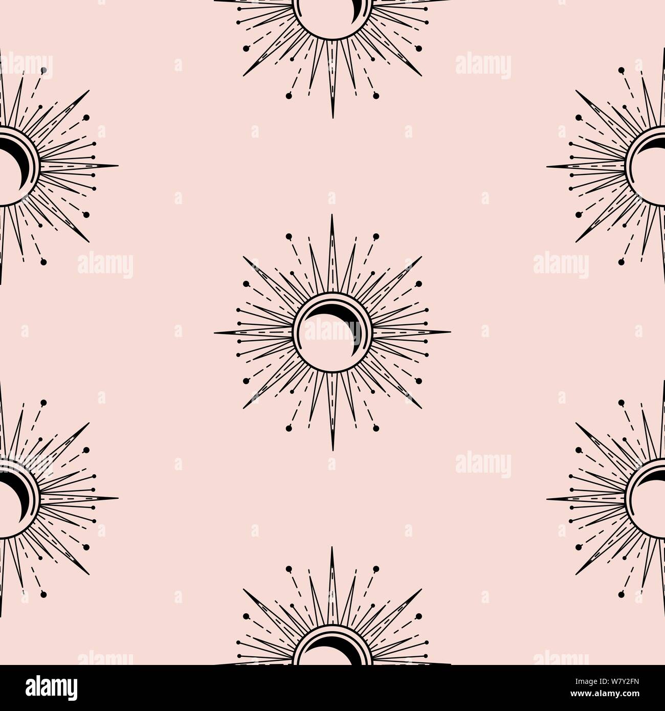 Sun and moon decorative boho style element design vector Seamless pattern  wallpaper Stock Vector Image  Art  Alamy