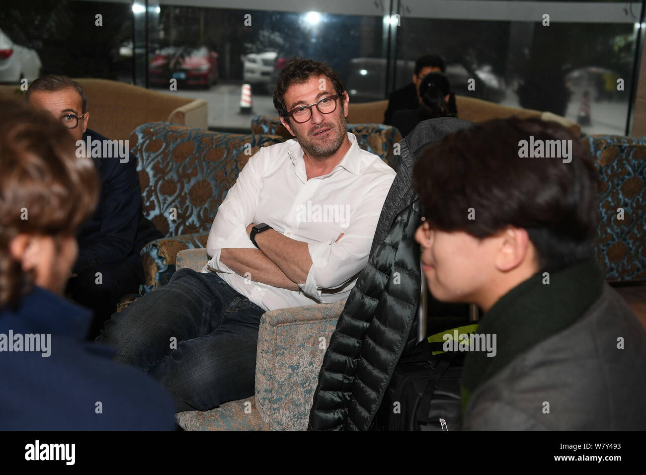 Italian football star Ciro Ferrara arrives at a hotel ahead of a