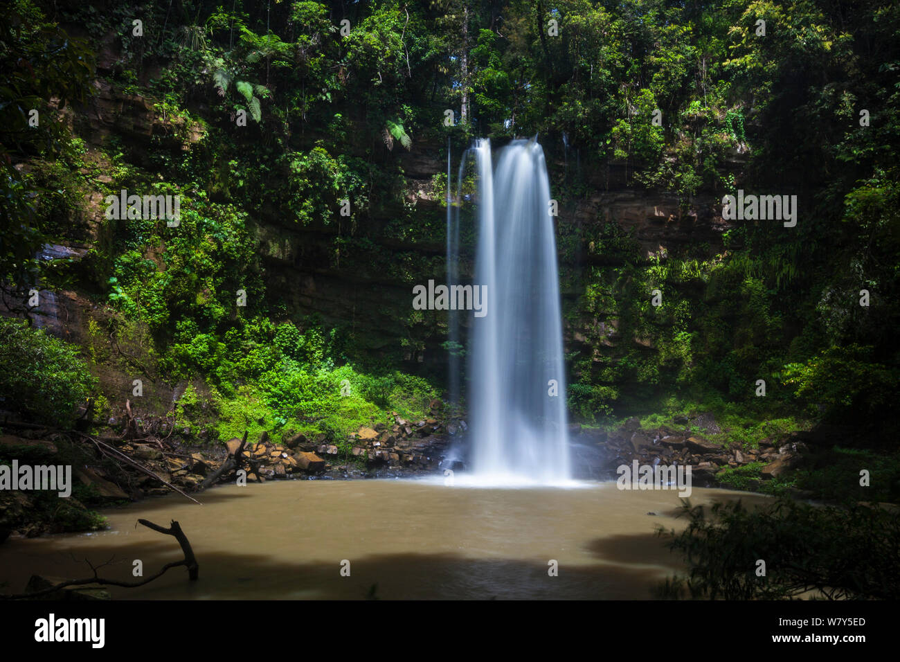 Ginseng Falls, a waterfall on a tributary of the Maliau River. Maliau Basin, Borneo, May 2011. Stock Photo