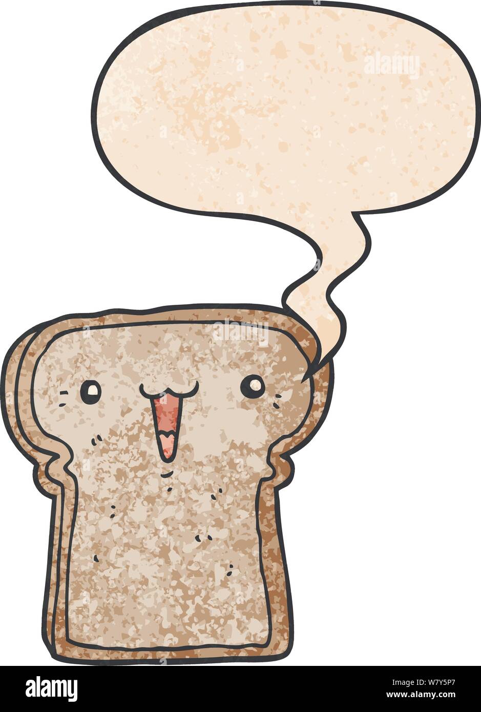 cute cartoon drawing with speech bubble in retro texture style Stock ...