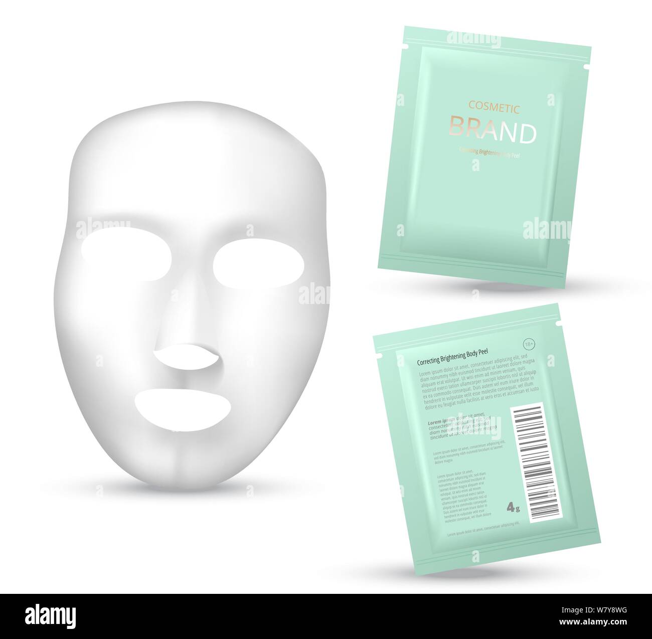 Facial Mask Cosmetics Packaging. Package design for face mask on white
