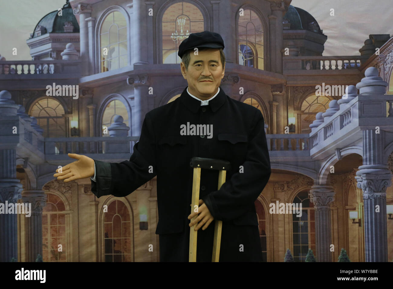 A wax figure of Chinese actor Zhao Benshan is on display at a wax
