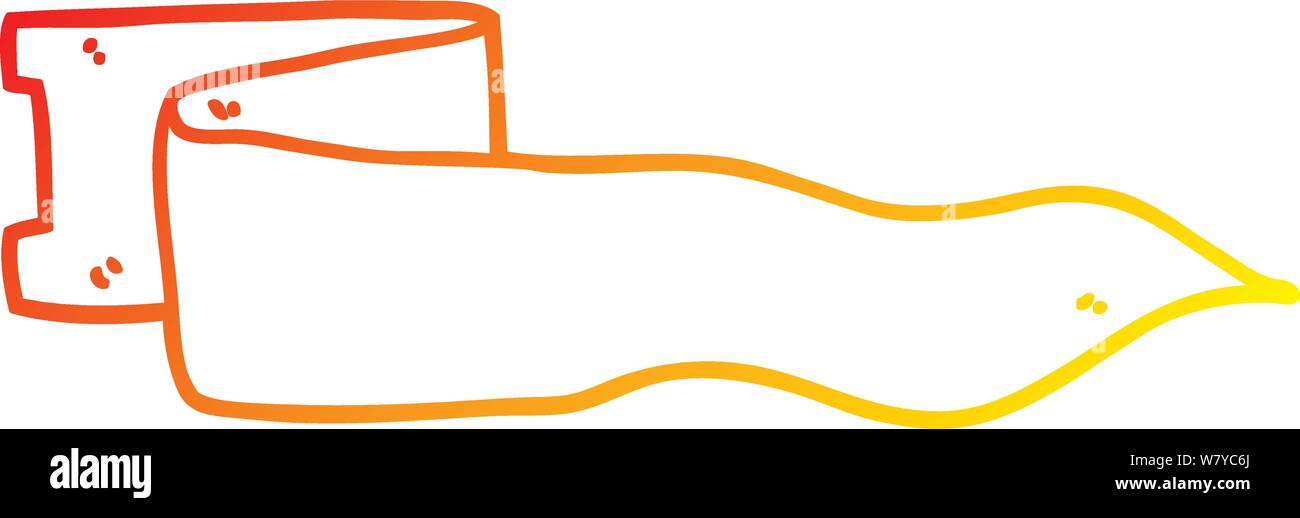 Warm Gradient Line Drawing Of A Cartoon Waving Banner Stock Vector