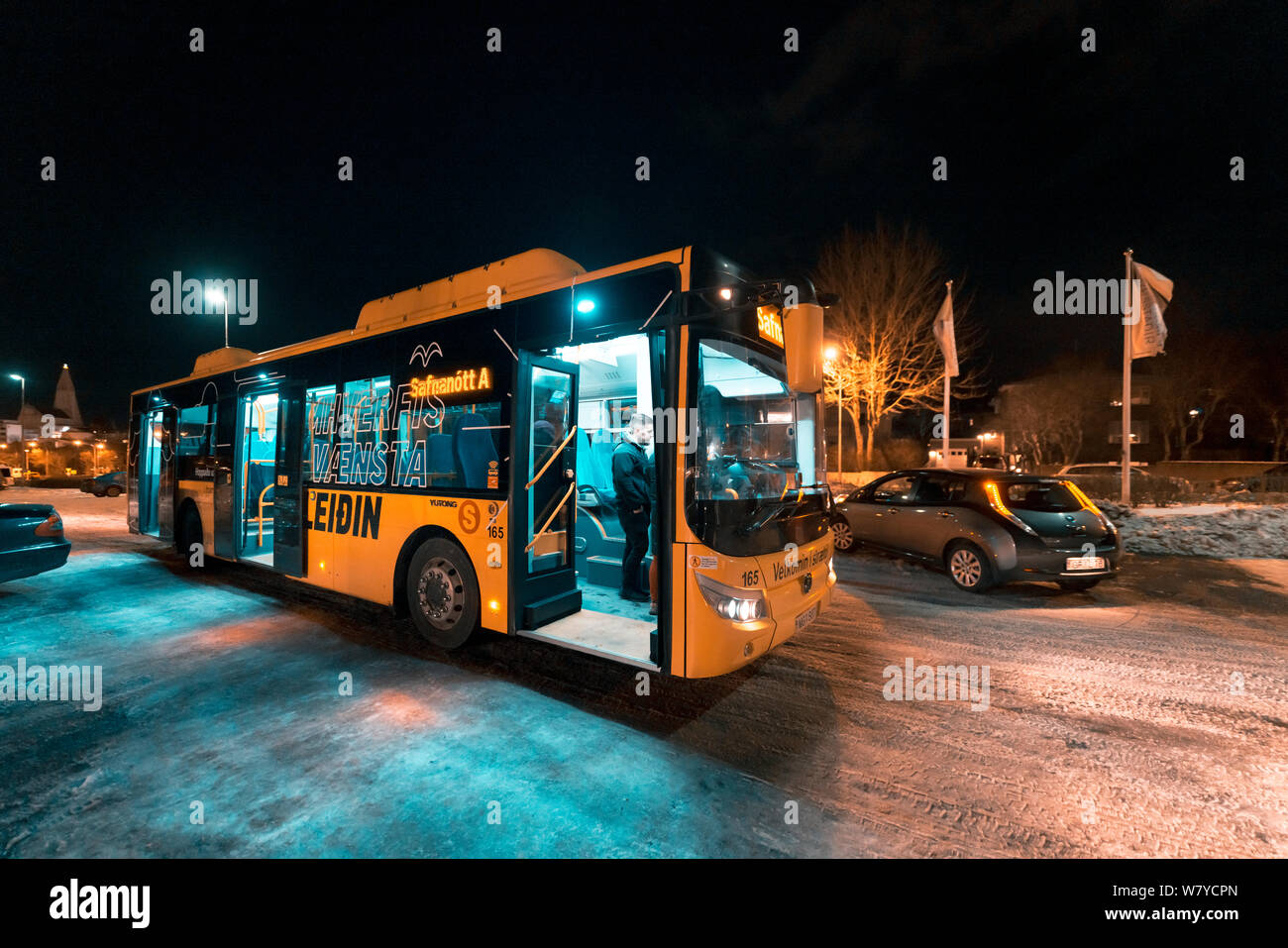 Public City Bus, Reykjavik, Iceland Stock Photo