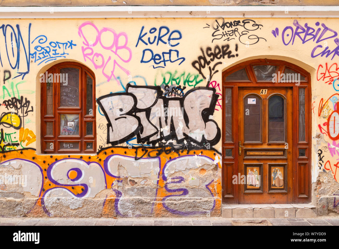 graffiti wall graffiti house Graffiti street art in the centre of Ljubljana Slovenia Eu Europe Stock Photo